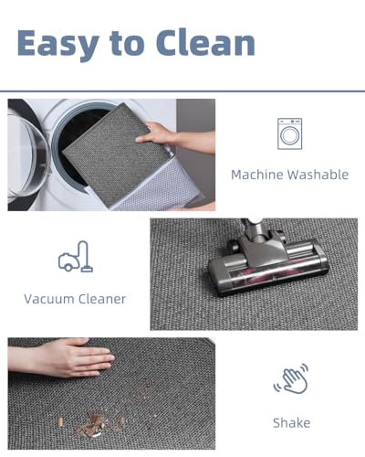 PADOOR Braided Toilet Rugs U Shaped 20''x24'', Non Slip Toilet Mat, Grey - color: Grey, size: 20''x24'' U-Shaped