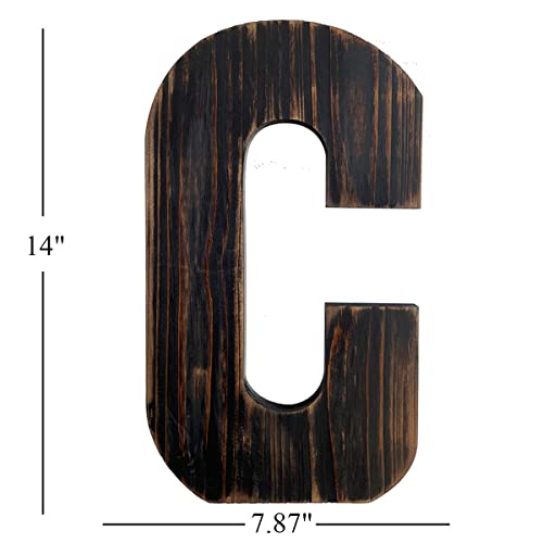 Big Letter Wall Art for Living Room, Bathroom, Bedroom, and Home Decor, Rustic Farmhouse Lettering for Family Last Names, Large Decorative Wood, 14” x 10” (Big C) - color: Big C