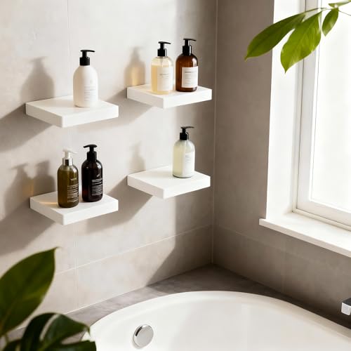 Small Floating Shelves for Wall Set of 4, 6 Inch Square Shelves,White - color: White, size: 6 Inch-4 Pcs