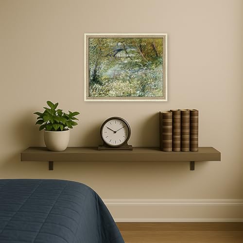Kate and Laurel Framed Wall Art Print River Bank in Spring Van Gogh by Nostalgia Prints, 22 x 18, Castellan Distressed White Frame, Traditional, Landscape Art for Wall Decor