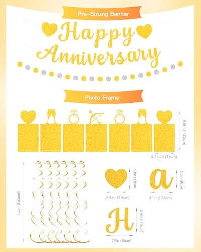 Happy Anniversary Decorations Gold Party Decoration Set