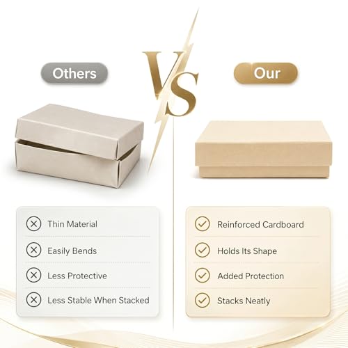 Jewelry Gift Boxes, 80 Pack 3.5x3.5x1 Inch, Brown - color: Brown, size: 3.5x3.5x1 Inch (Pack of 80)