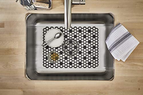 Spectrum Diversified Hexa Raised Feet Quick-Drying Heavy-Duty Protector with Non-Slip Surface, Large Farmhouse Sink Mat, Frost/Gray (Pack of 2) - size: 11.8" x 16" (Pack of 2)