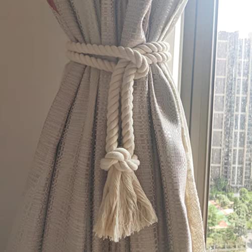 6 Pack Curtain Tiebacks Rope, Outdoor Curtain Tiebacks, Natural Cotton Curtain Ties, Village Rural Rustic Curtain Holdbacks, Farmhouse Nautical Curtain Tie Backs Holders for Drapes, Beige - color: Beige Rope-l 6 Pack