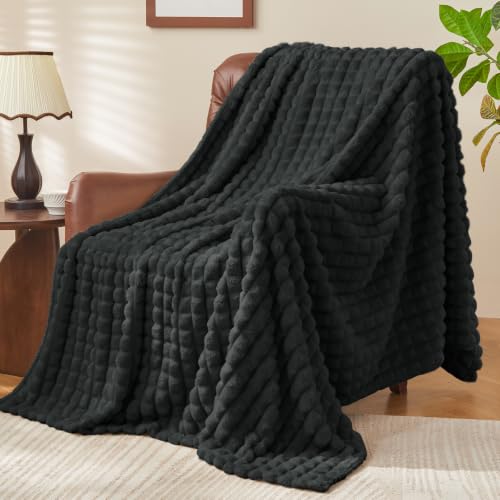 BEDELITE Charcoal Grey 3D Checked Fleece Twin Blanket for Couch, 60x80 Inch - color: Charcoal Grey, size: Twin(60"x80")