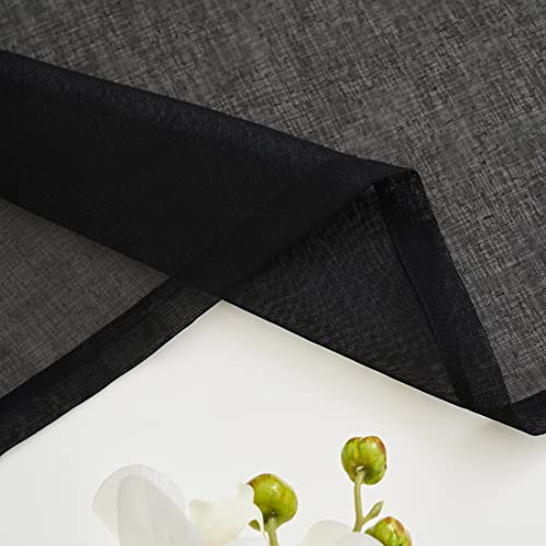 Sheer Curtains Rod Pocket Voile Drapes 52"Wx 108"L, Black, 2 Panels - color: Black, size: 52"W x 108"L (Pack of 2)