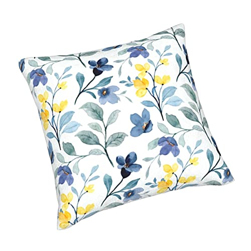 Yellow Sage Green Blue Floral Throw Pillow Covers 16x16 Inch Set of 2 - color: Yellow Blue Flower, size: 16" x 16" (Pack of 2)