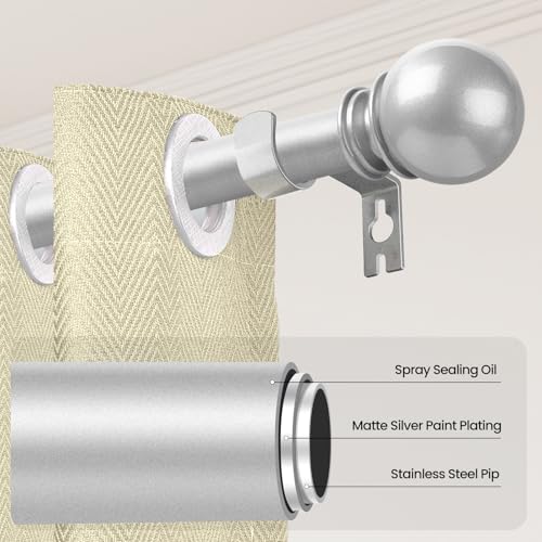 Silver Curtain Rods for Windows 28-48 Inch,5/8"Heavy Duty Small Curtain Rod - color: Silver, size: 28-48"(1 Pack)
