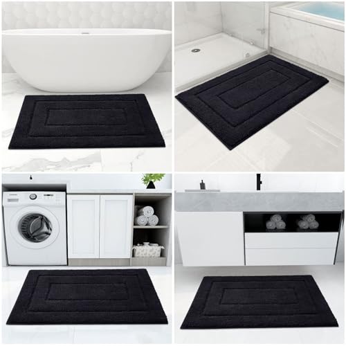 Buganda Microfiber Bathroom Rugs 70x24, Soft Shaggy Absorbent Bath Rugs - color: Black, size: 70" X 24"