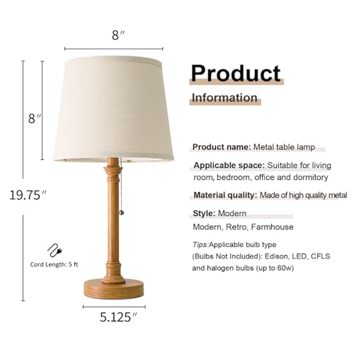 Oneach 19.5" Wood Grain Rustic Table Lamps Set of 2 for Living Room Bedroom - color: Wood Grain
