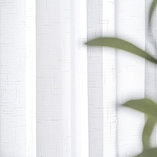 White Sheer Curtains 90 Inches Long Pinch Pleat Ceiling Curtains & Drapes - color: Bright White, size: 54"W x 90"L (Pack of 2)