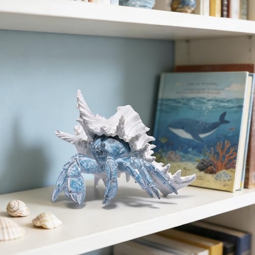 Hodao 8.25" Coastal Hermit Crab Figurine, Nautical Ocean Resin Statue Decor - color: Blue-hermit Crab