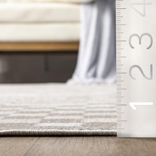 nuLOOM Nikita Beige Checkered Washable Area Rug, 6' Round - color: Nikita Beige, size: 6' (Round)
