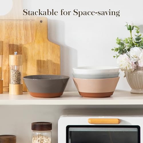MALACASA Soup Bowls, Ceramic Salad Bowls Set of 4, 36oz Ceramic Bowls - color: Mix, size: 36oz