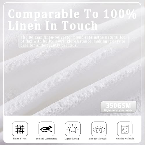 White Linen Pinch Pleated Curtains 84 Inch Length for Living Room Linen Textured Pleated Hooks Rings Elegant Light Filtering Curtain Drapes 84 Inch Long 2 Panels Set - color: White, size: 40"W x 84"L (Pack of 2)