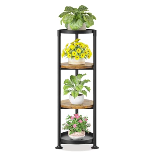 LASZOLA Plant Stand Tall Flower Holder for Indoor Corner, 4 Tier Black