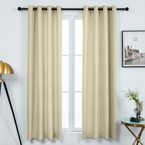 Linen Blended Rustic Curtains 72 inch Length 2 Panels for Living Room Pinch Pleat Textured Thick Light Filtering Privacy Window Drapes Grommet Top for Bedroom 6ft (52x72 Cream) - color: Cream, size: 52"W x 72"L (Pack of 2)