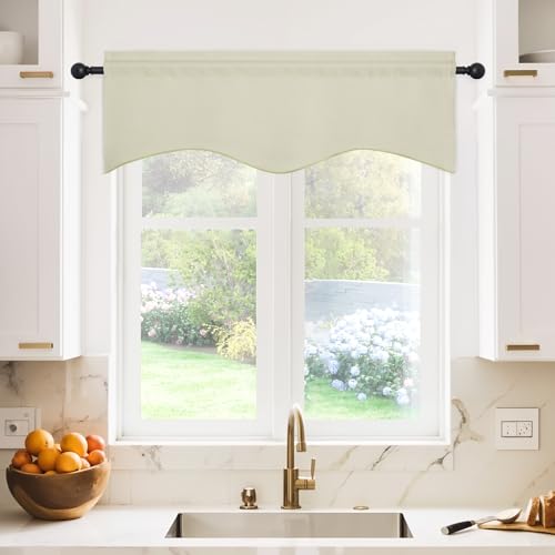 NICETOWN 2 Panels Light Beige Kitchen Valances for Window, 42W x 18L - color: Light Beige, size: 42"W x 18"L (Pack of 2)