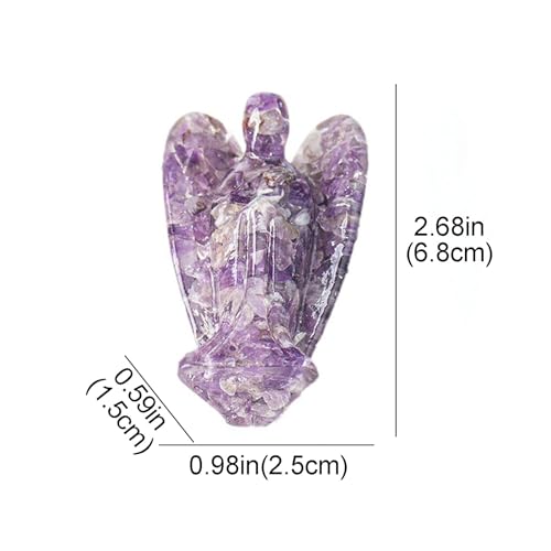 Crystal Angel Figurine, Mini Resin Angel Decor with Natural Gemstone Chips - color: Clear Quartz