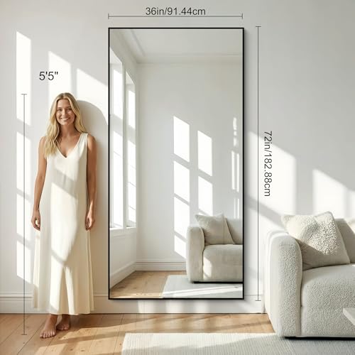 72x36 inch Large Black Bathroom Mirror, Black Rectangle Wall Mirror, Rectangle Mirror for Bathroom Over Sink, Frame Vanity Mirror for Entryway, Living Room, Bedroom, Hangs Horizontally or Vertically - color: Frame, size: 72"L x 36"W