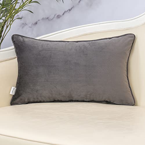 Yangest Grey Leaf Rectangle Pillow Cover Cut Velvet Cushion Cover Luxury Modern Pillowcover for Couch Living Room Bedroom,12x20 Inch - color: Grey, size: 20" x 12" (Pack of 1)
