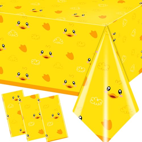3pcs Yellow Duckie Table Cover, Waterproof & Easy to Clean, 70.8x42.5 inches, Duck-themed Tablecloth for Parties, Baby Showers, Gender Reveals - color: Duck