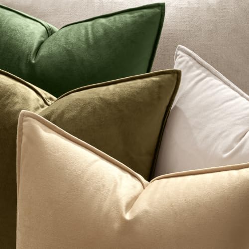 MIULEE Decorative Moss Green Velvet Throw Pillow Covers for Couch 16x16 in - color: Moss Green, size: 16" x 16" (Pack of 2)