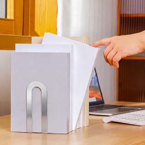 Chunful 6 Pcs Sliver Metal BookEnds Shelves, 5.5 x 3.75 x 2.25 in - color: Sliver, size: 5.5*3.75*2.25inch