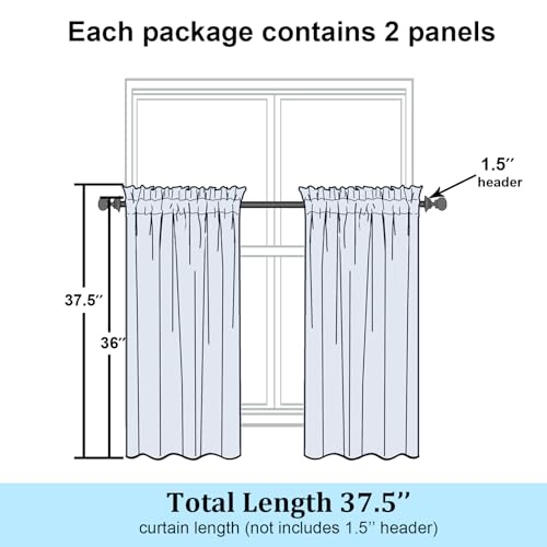 Simplebrand Semi Sheer Black Curtains 36 Inch Length 2 Panels, Geometric Jacquard Clip Textured Short Sheer Curtains for Bedroom?Modern Elegant Window Curtains Panels/Drapes/Treatment, 28x36 inch - color: Black, size: 30"W x 36"L (Pack of 2)