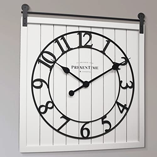 Presentime Farmhouse Barn Door Clock - color: White