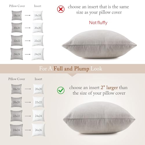 puredown® 14x14 Pillow Inserts, Feather Down Filled for Support, Set of 2 - size: 14x14 Inch
