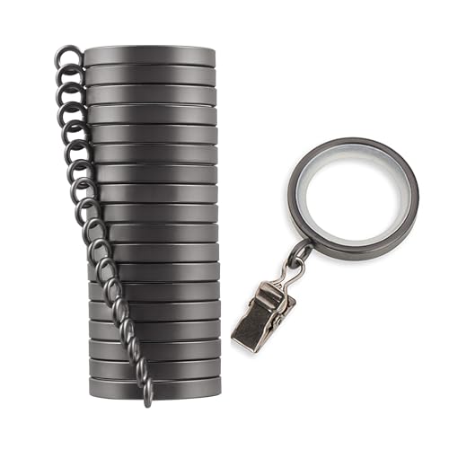 Cambria Designer 1-3/8" Matte Graphite Quiet Glide Curtain Rings 18 Pack - color: Matte Graphite, size: Small 1-3/8 in