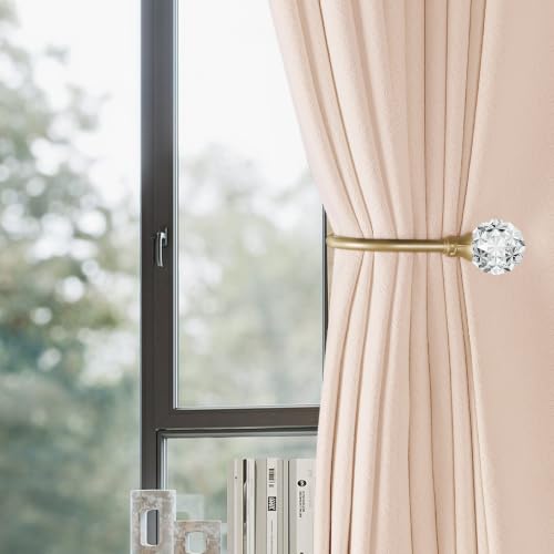Groleca 2 x Heavy Duty U Shaped Metal Curtain Holdbacks Curtain Tiebacks with Clear Crystal Ball Pull Backs Curtain Holders for Drapes (Champagne Gold) - color: Champagne Gold