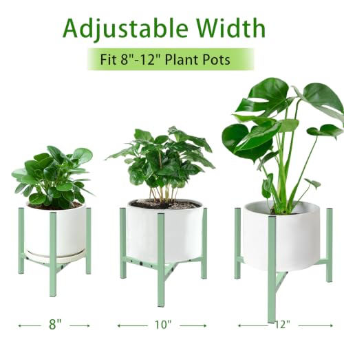 Aripark Plant Stand Indoor Adjustable, Metal Modern Small Plant Stands, Heavy Duty Stable Plant Pot Flower Holder Indoor Outdoor Corner, Fit 8 9 10 11 12 inch Pots, Green (Pot & Plant Not Included) - color: Green