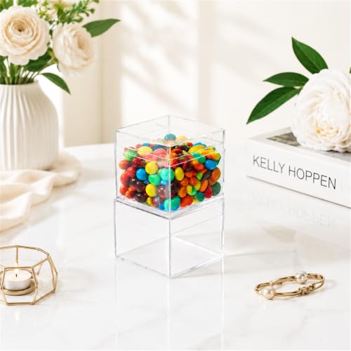 Okllen 36 Pack Acrylic Boxes with Lid, Clear Square Cubes Treat Gift Boxes Candy Storage Container for Candy, Little Trinkets, Jewelry, Party Favor, 2''x2''x2''/5x5x5CM