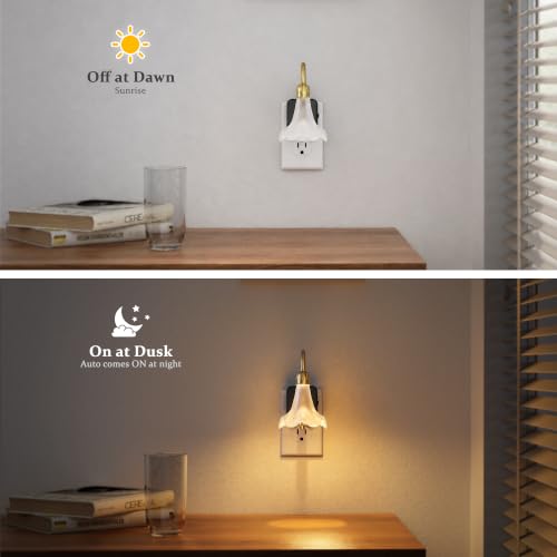 JandCase Night Light, Night Lights Plug into Wall, Glass Flower Nightlight - color: lily
