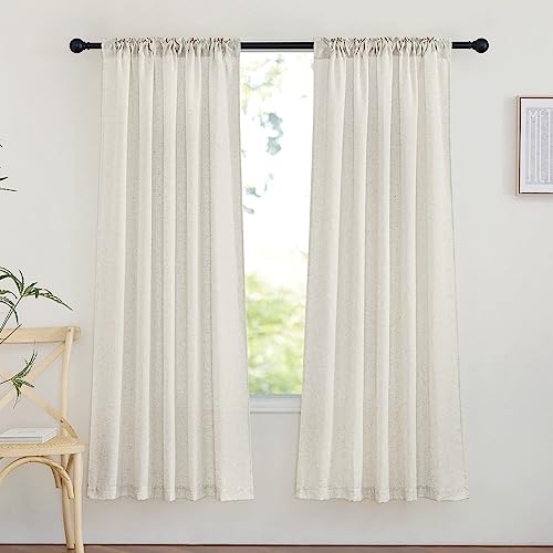 NICETOWN Bedroom Curtains Linen Blend Texture, Rod Pocket & Back Tab Privacy Added with Light Filtering Vertical Drapes for Bedroom/Living Room, Natural, W42 x L72, 2 Panels - color: Natural, size: 42"W x 72"L (Pack of 2)