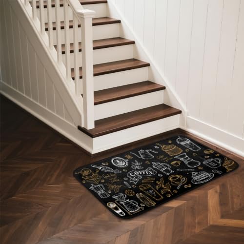 Black Coffee Kitchen Rug Non-Slip Indoor Carpet Absorbent Welcome Mat - color: A:a-5