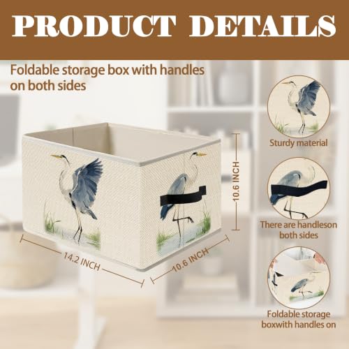Great Blue Heron Coastal Storage Basket Organizer - color: Blue Heron