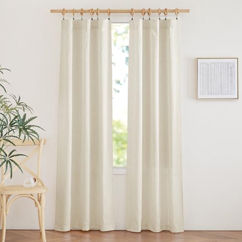 NICETOWN Linen Blend 78 inches Long Doorway Curtains, Rod Pocket & Back Tab Privacy Added with Light Filtering Window Treatments for Bedroom/Nursery, Natural, W34 x L78, 2 Panels - color: Natural, size: 34"W x 78"L (Pack of 2)