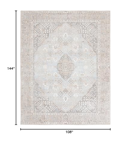 SAFAVIEH Restoration Vintage Collection Area Rug - 9' x 12', Beige & Sand, Handmade Distressed Wool & Viscose, Ideal for High Traffic Areas in Living Room, Bedroom (RVT703B) - size: 9' x 12' (Rectangular)
