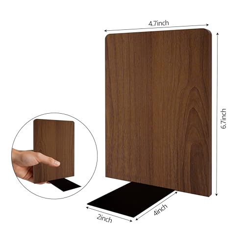 Myluxi Wooden Bookends for Shelves,Heavy Duty Walnut Book End 7x5x4in 2Pair - color: Square-2pair