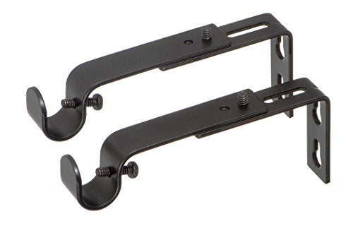 Ivilon Adjustable Brackets for Curtain Rods - for 1/2 or 5/8 Inch Rods. Set of 2 - Antique Black - color: Antique Black, size: Adjustable - 1/2" or 5/8" Rods