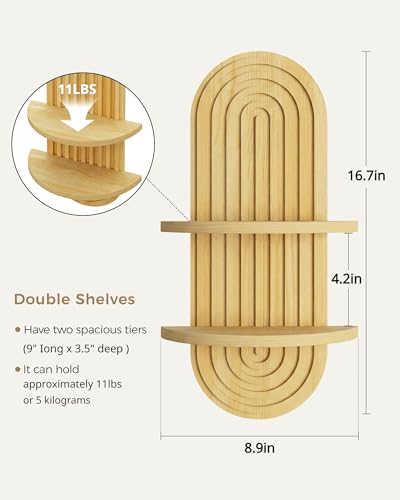 Bamworld Boho Wall Decor Plant Wall Shelf Wood Plant Holder Natural - color: Natural, size: 16.7'' -1 Pcs