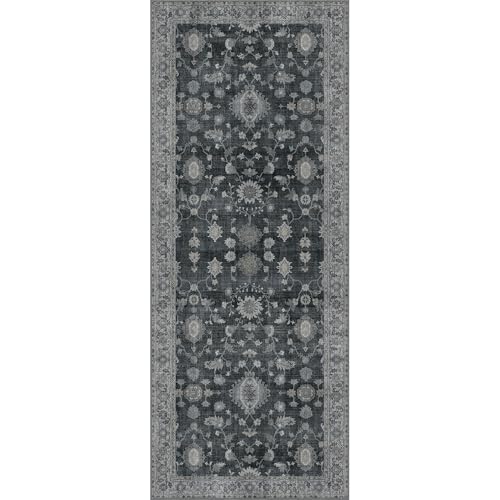 GENIMO 2x12 Non Slip Runner Rug, Washable Lightweight Hallway Charcoal - color: Charcoal, size: 2' x 12' (Rectangular)