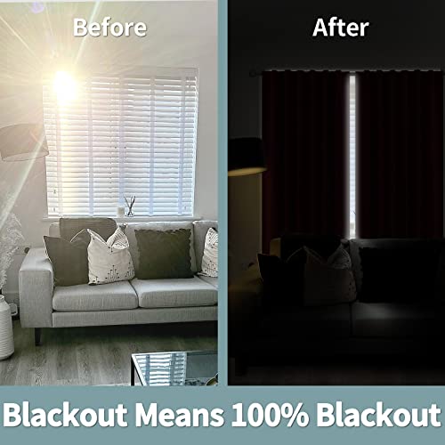 BGment 100% Blackout Curtains 63 Inch Length 2 Panels Set, Burgundy Red - color: Burgundy, size: 38"W x 63"L (Pack of 2)