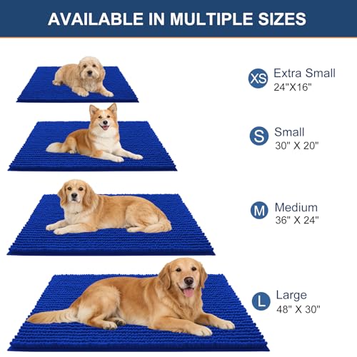 OLANLY Dog Door Mat for Muddy Paws 24x16, Extra Absorbent Chenille Mud Mat - color: Royal Blue, size: 24" X 16"