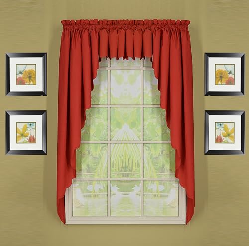 Today's Curtain, Orleans Scallop Curtain, Brick Red Valance, 60" W x 12" L, Brick Red - color: Brick Red, size: 60"W x 12"L (Pack of 1)