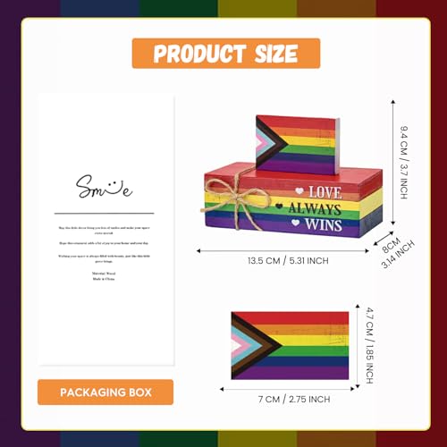 Smile Pride Month "Love Always Wins" Wooden Tabletop Decor - LGBTQ+ Progress Pride Rainbow Desktop Plaque Indoor Home & Office Decor Gay Pride Gift Idea - style: LGBT
