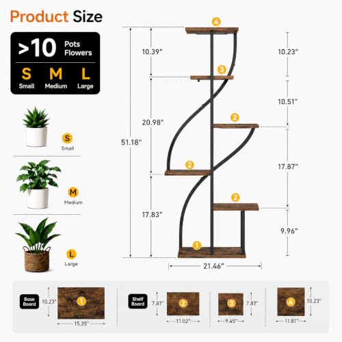 Plant Stand Indoor with Grow Light, 6 Tiered Plant Shelf Indoor